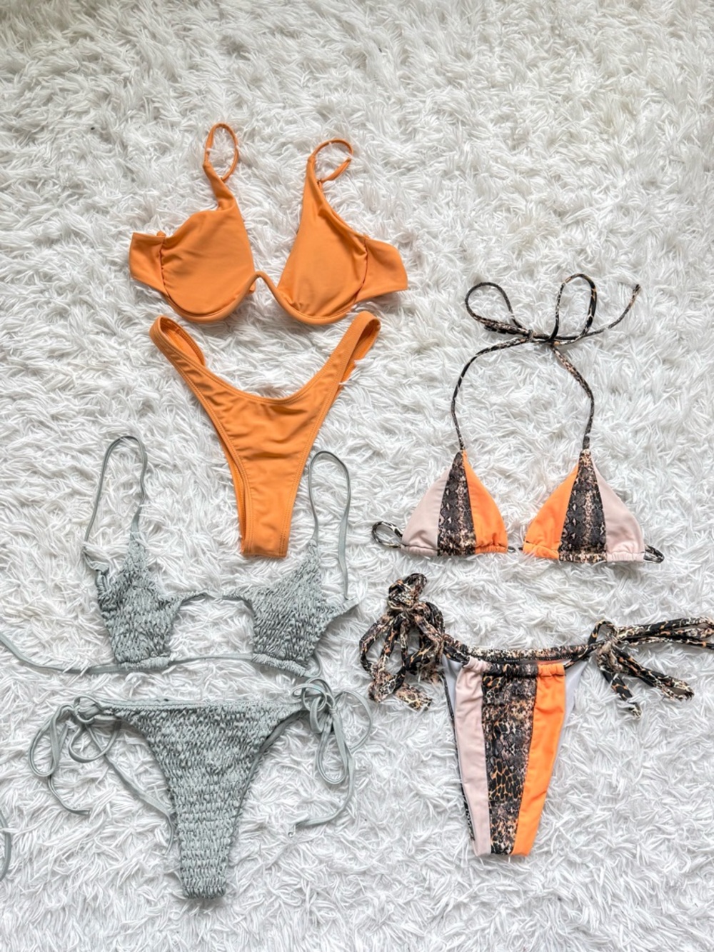 Zaful Orange High-Cut Bikini Set & Mixed Print Triangle Bikini - Picture 4 of 6